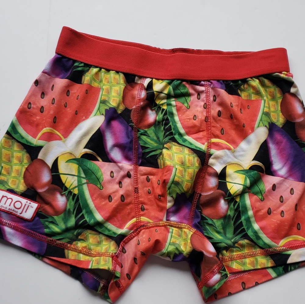 Emoji Funny Fruit All Over Print Underwear Mens Boxer Briefs Sz Sm Watermelon.